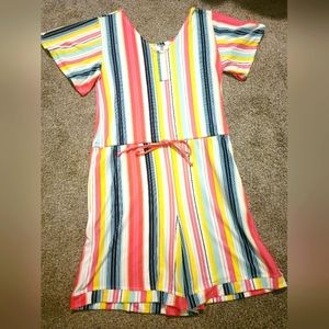 Brand NEW LulaRoe Multi Colored Romper. Says Size Medium but loose Fit.